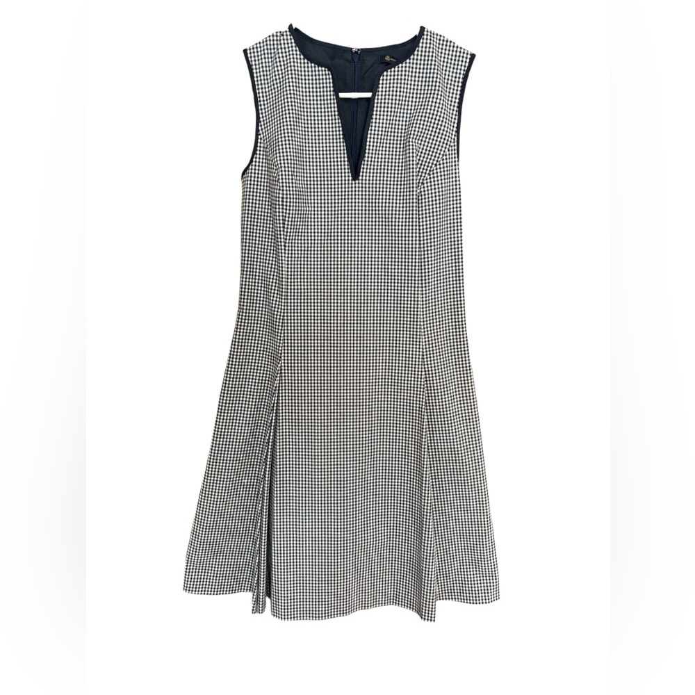 Brooks Brothers Navy and White Gingham Midi Dress